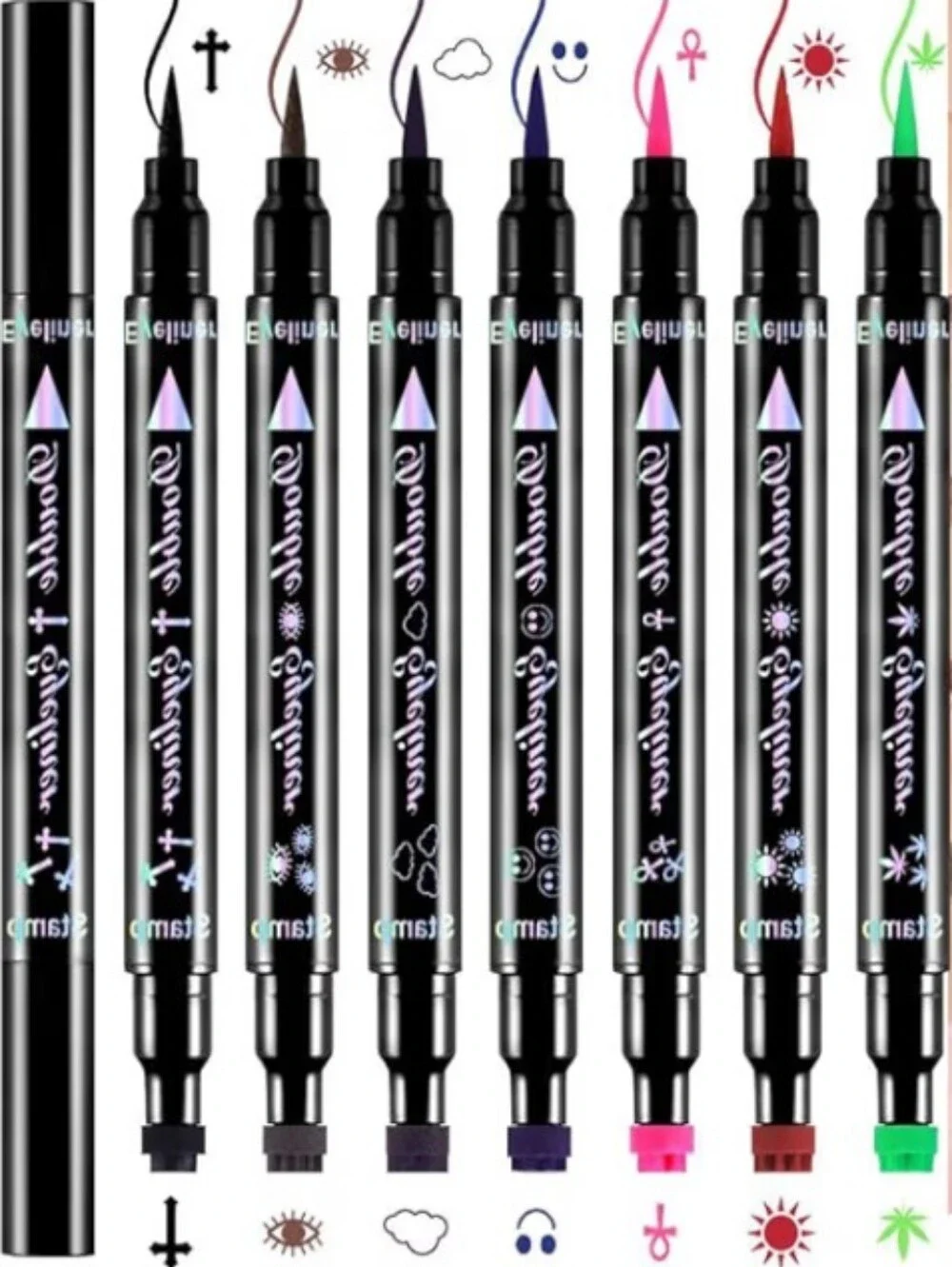 1Pc Liquid Eyeliner Pen Stamp Set Multi-Color Eye Liner Markers Colorful Black